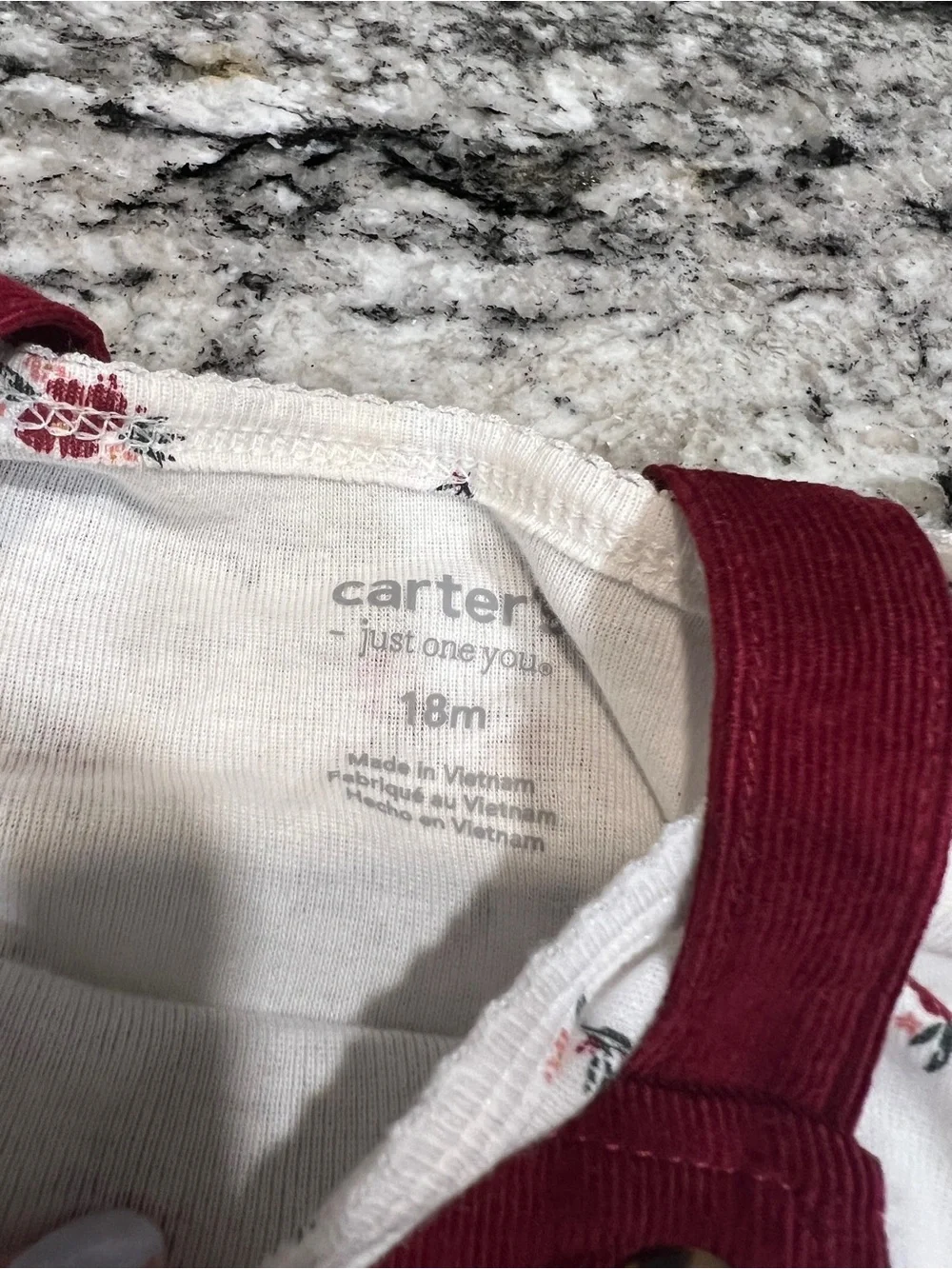 Carter's Burgundy Corduroy Romper with White Floral Tee and Cream Tights